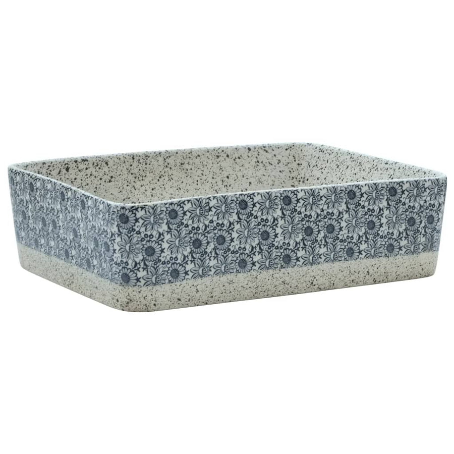 Opzetwasbak Rechthoekig 46X35,5X13 Cm Keramiek Grijs En Blauw