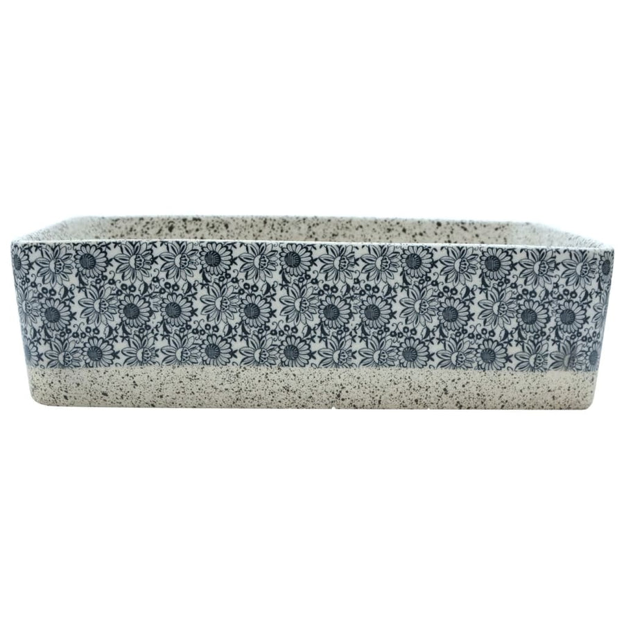 Opzetwasbak Rechthoekig 46X35,5X13 Cm Keramiek Grijs En Blauw