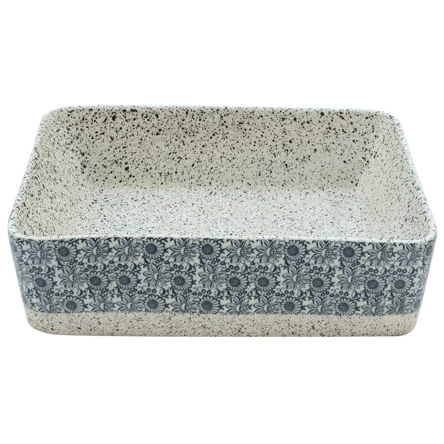 Opzetwasbak Rechthoekig 46X35,5X13 Cm Keramiek Grijs En Blauw