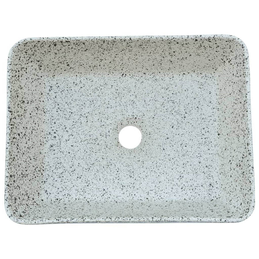 Opzetwasbak Rechthoekig 46X35,5X13 Cm Keramiek Grijs En Blauw