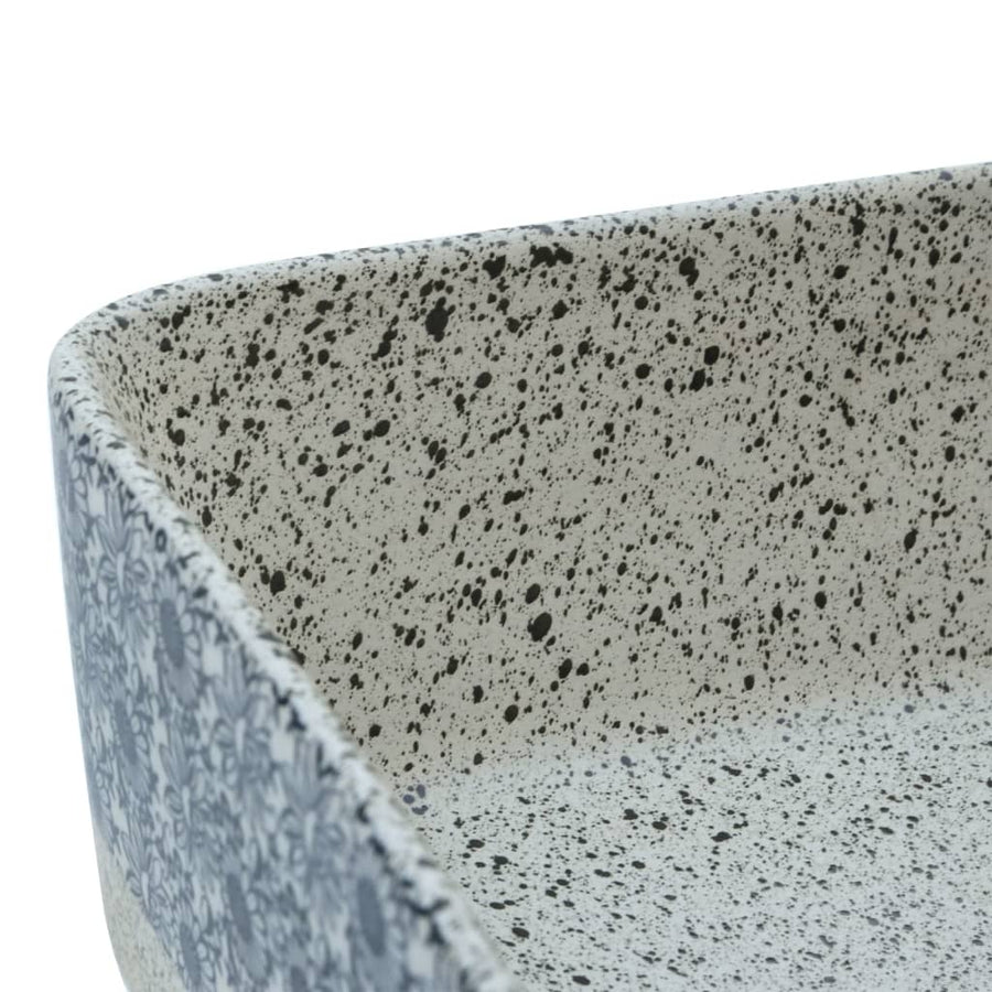 Opzetwasbak Rechthoekig 46X35,5X13 Cm Keramiek Grijs En Blauw