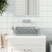 Countertop washbasin rectangular 46x35.5x13 cm ceramic grey and blue
