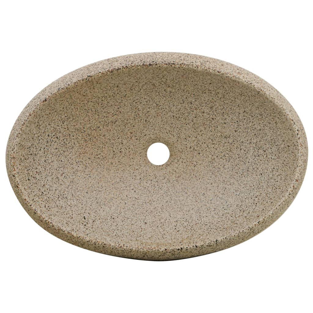 Opzetwasbak ovaal 59x40x15 cm keramiek zandkleurig 59 x 40 x 15 cm Zand
