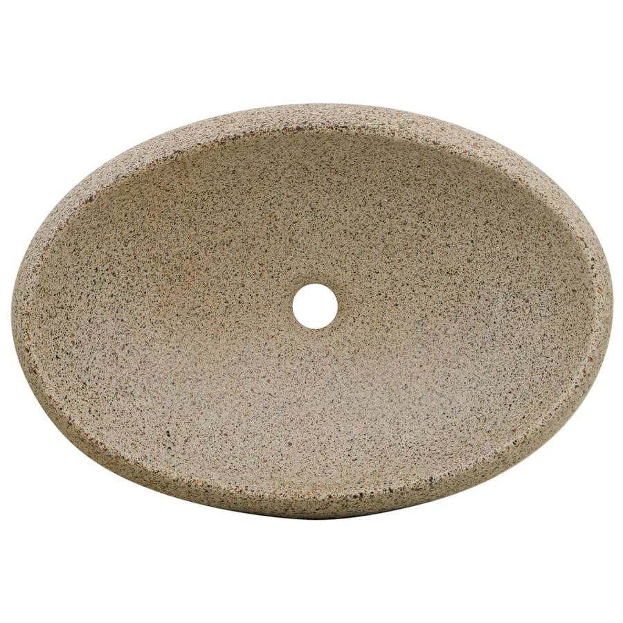 Opzetwasbak ovaal 59x40x15 cm keramiek zandkleurig 59 x 40 x 15 cm Zand