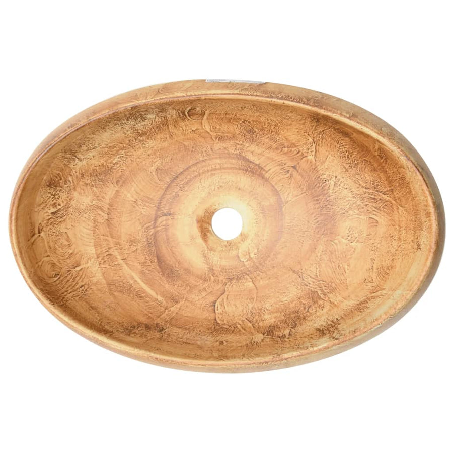 Opzetwasbak Ovaal 59X40X15 Cm Keramiek Bruin