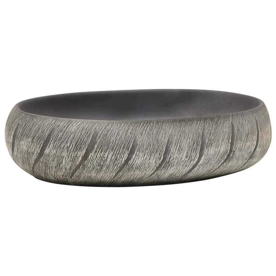 Opzetwasbak ovaal 59x40x15 cm keramiek zwart en grijs 59 x 40 x 15 cm Zwart en grijs