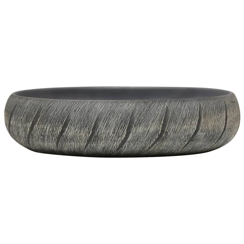 Opzetwasbak ovaal 59x40x15 cm keramiek zwart en grijs 59 x 40 x 15 cm Zwart en grijs