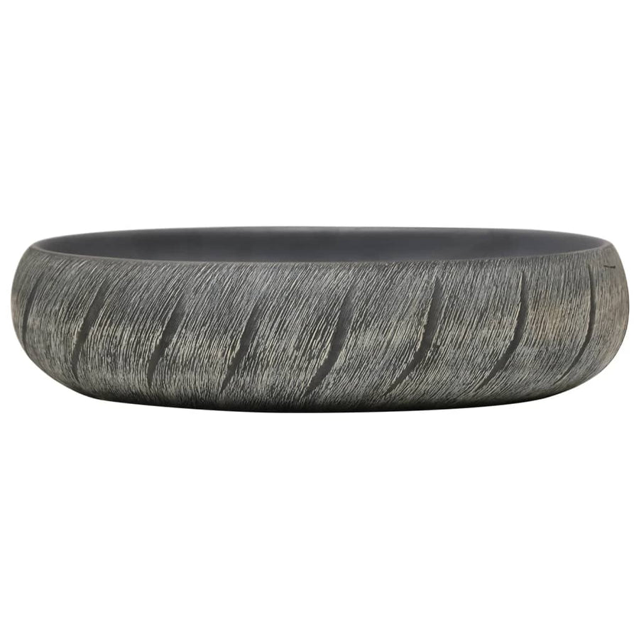 Opzetwasbak ovaal 59x40x15 cm keramiek zwart en grijs 59 x 40 x 15 cm Zwart en grijs