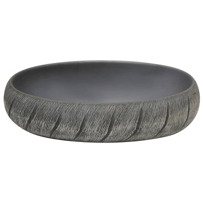 Opzetwasbak ovaal 59x40x15 cm keramiek zwart en grijs 59 x 40 x 15 cm Zwart en grijs