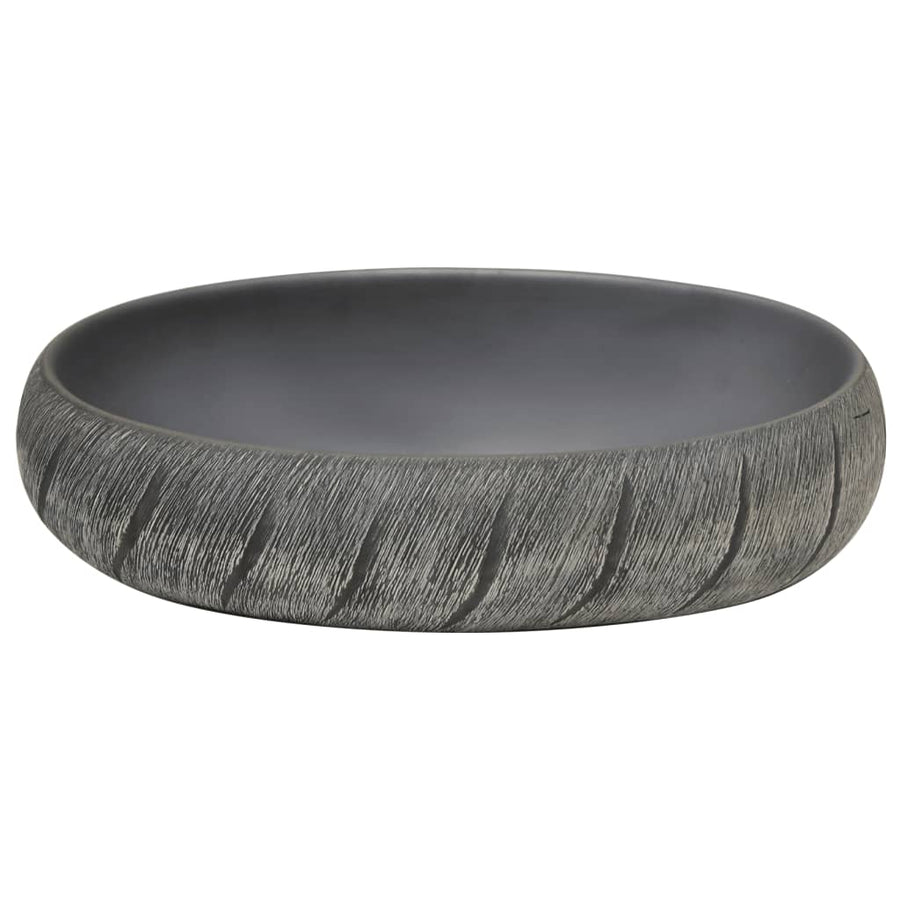 Opzetwasbak ovaal 59x40x15 cm keramiek zwart en grijs 59 x 40 x 15 cm Zwart en grijs
