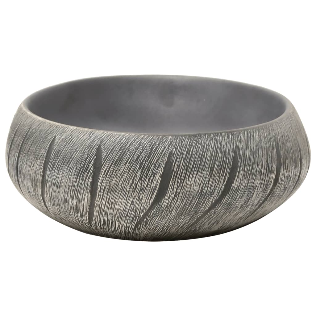 Opzetwasbak ovaal 59x40x15 cm keramiek zwart en grijs 59 x 40 x 15 cm Zwart en grijs