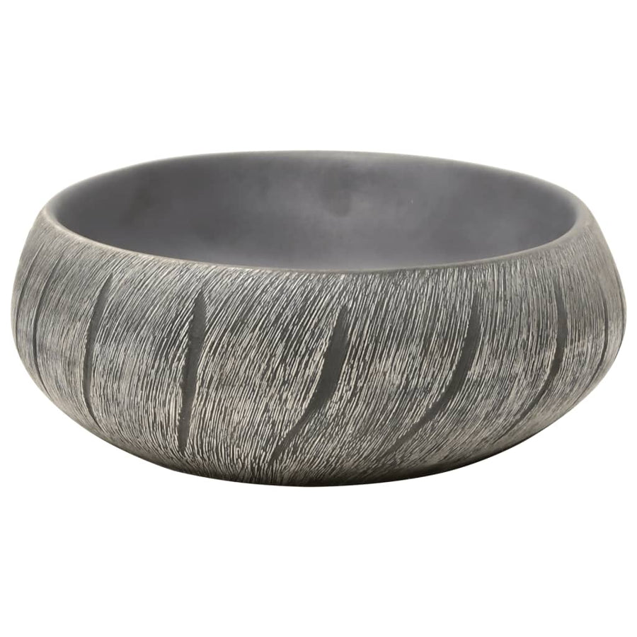 Opzetwasbak ovaal 59x40x15 cm keramiek zwart en grijs 59 x 40 x 15 cm Zwart en grijs