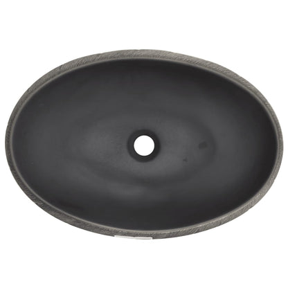 Opzetwasbak ovaal 59x40x15 cm keramiek zwart en grijs 59 x 40 x 15 cm Zwart en grijs