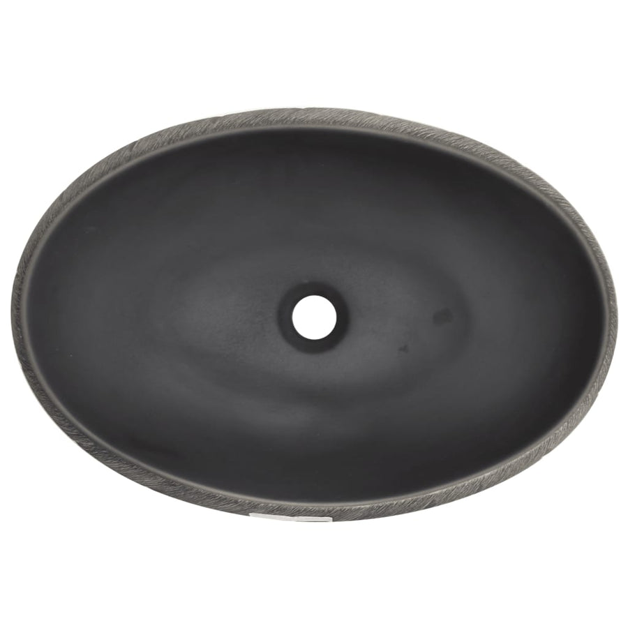 Opzetwasbak ovaal 59x40x15 cm keramiek zwart en grijs 59 x 40 x 15 cm Zwart en grijs