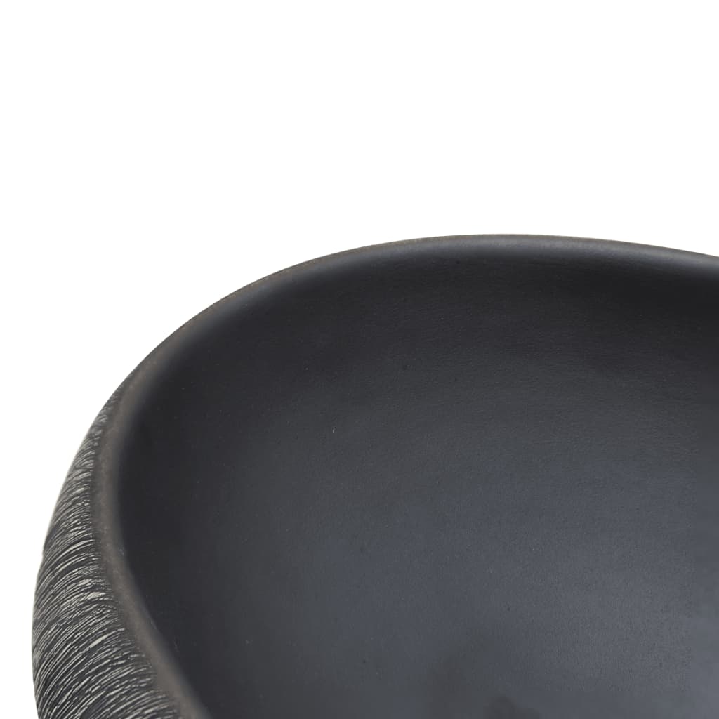 Opzetwasbak ovaal 59x40x15 cm keramiek zwart en grijs 59 x 40 x 15 cm Zwart en grijs
