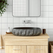 Opzetwasbak ovaal 59x40x15 cm keramiek zwart grijs
