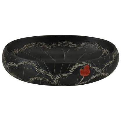 Opzetwasbak ovaal 59x40x15 cm keramiek zwart 59 x 40 x 15 cm Zwart en wit