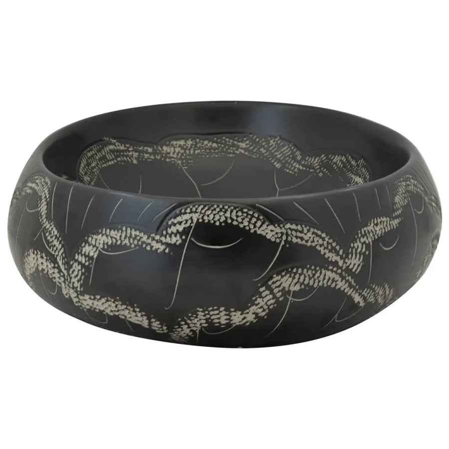 Opzetwasbak ovaal 59x40x15 cm keramiek zwart 59 x 40 x 15 cm Zwart en wit