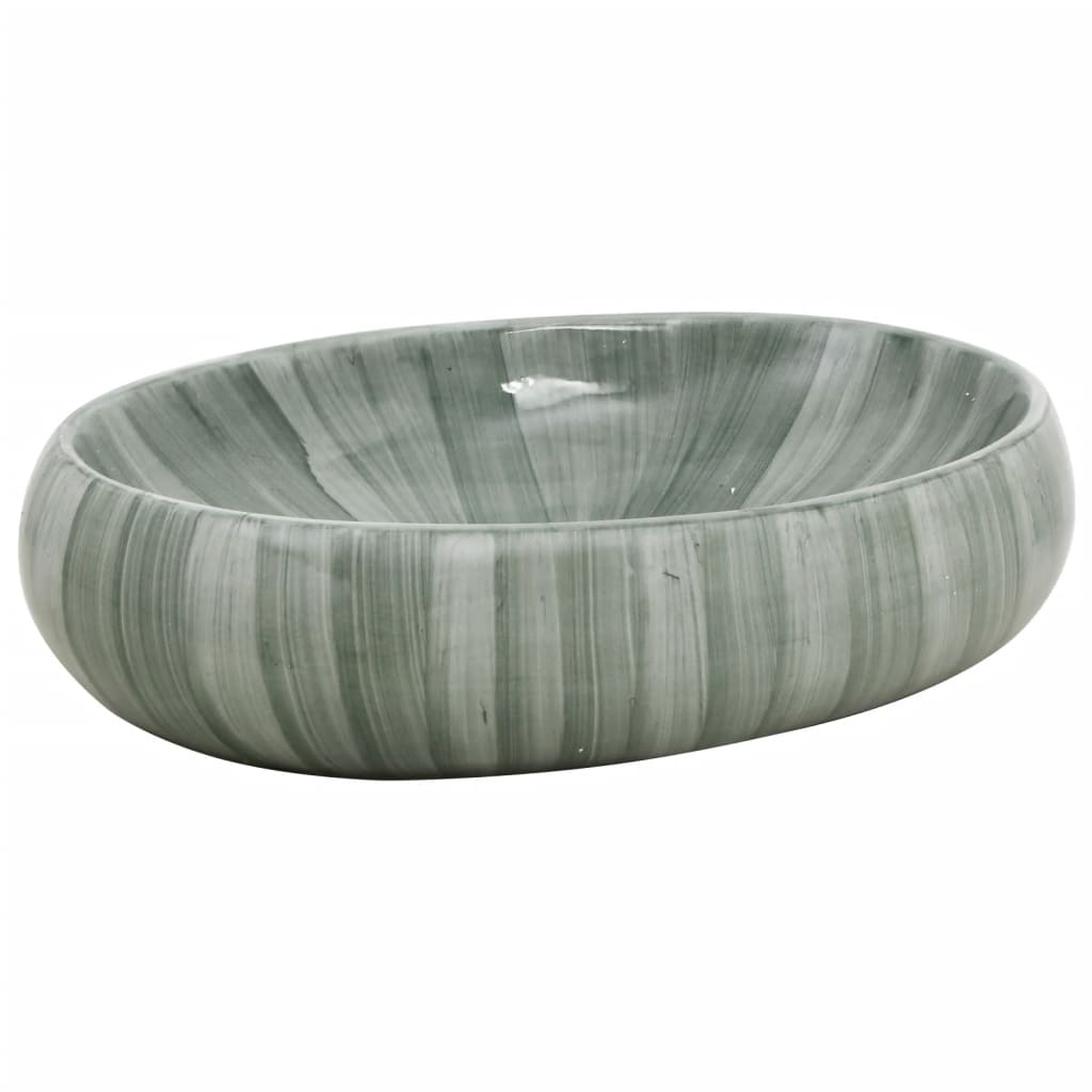 Opzetwasbak ovaal 59x40x15 cm keramiek groen 59 x 40 x 15 cm Groen