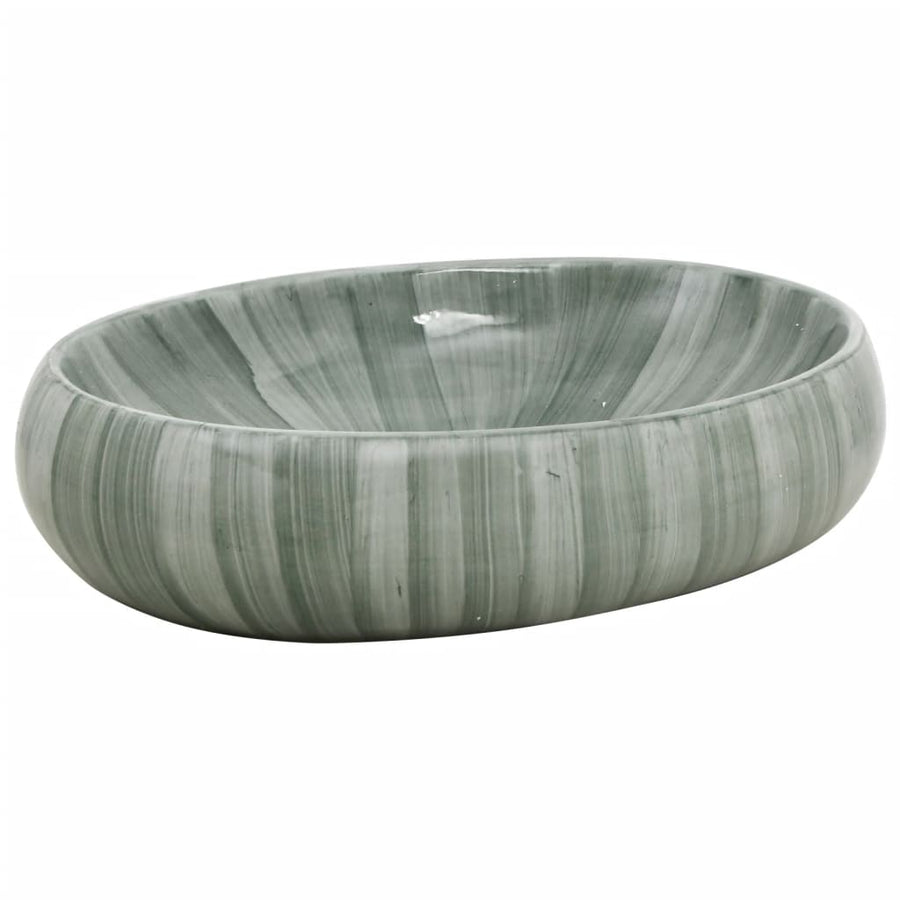 Opzetwasbak ovaal 59x40x15 cm keramiek groen 59 x 40 x 15 cm Groen
