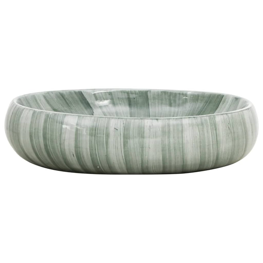 Opzetwasbak ovaal 59x40x15 cm keramiek groen 59 x 40 x 15 cm Groen