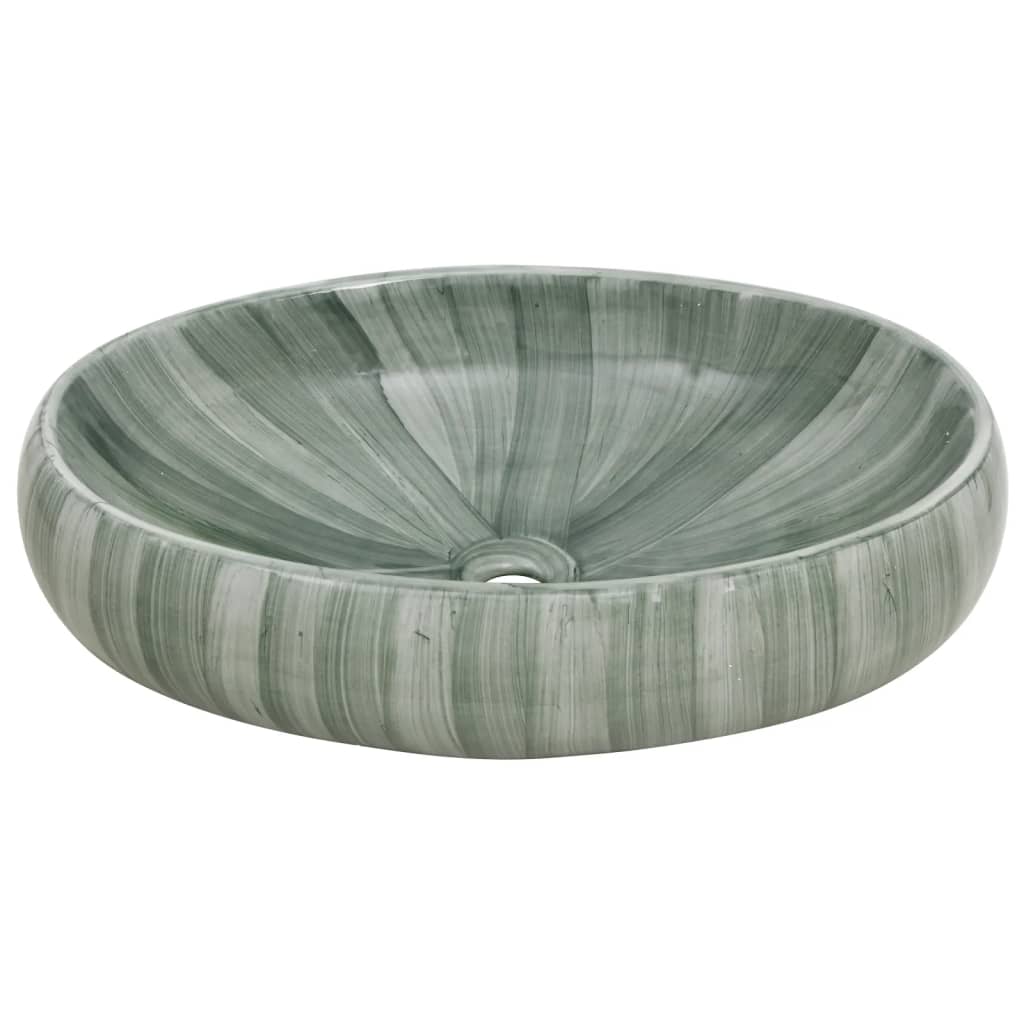 Opzetwasbak ovaal 59x40x15 cm keramiek groen 59 x 40 x 15 cm Groen