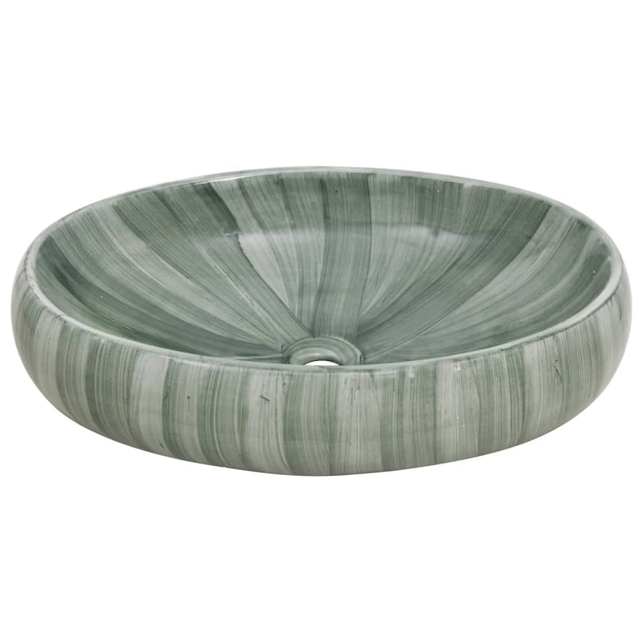 Opzetwasbak ovaal 59x40x15 cm keramiek groen 59 x 40 x 15 cm Groen
