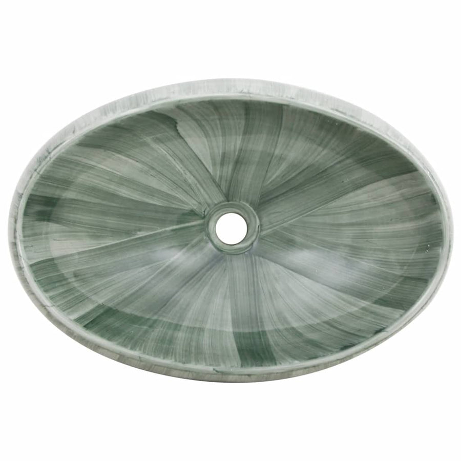 Opzetwasbak ovaal 59x40x15 cm keramiek groen 59 x 40 x 15 cm Groen