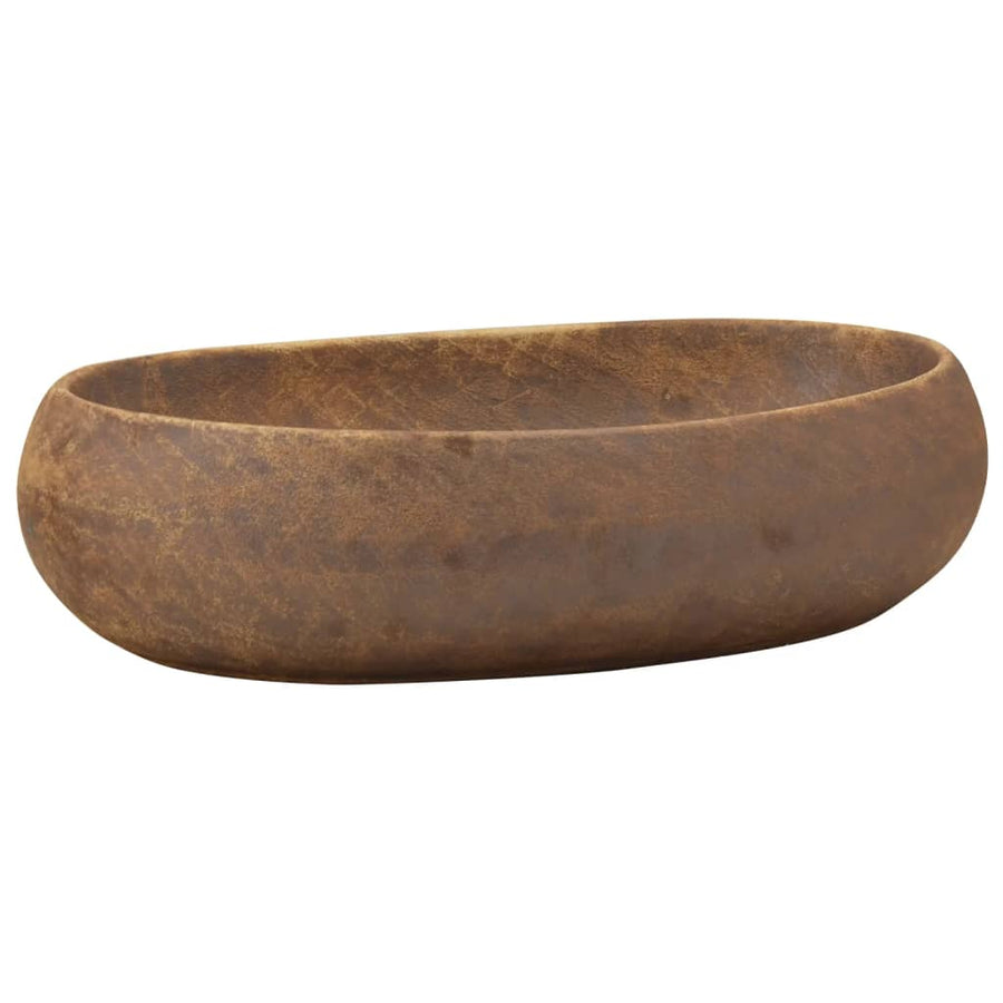 Opzetwasbak Ovaal Keramiek 59 x 40 x 15 cm Bruin