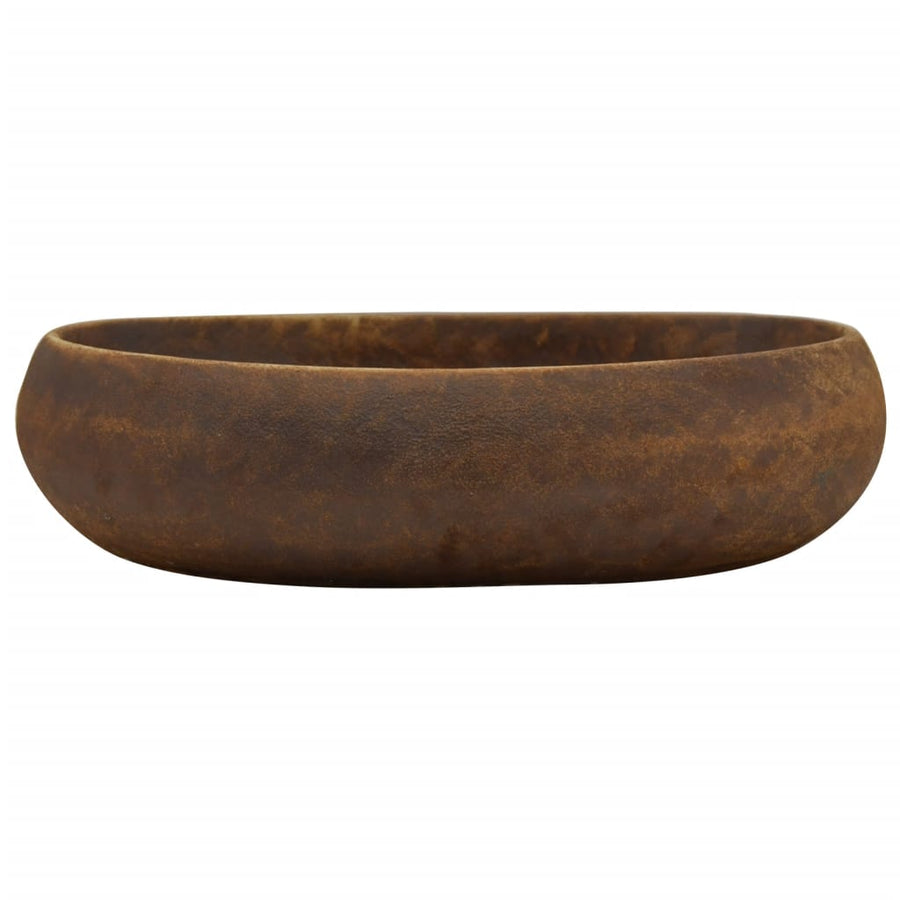 Opzetwasbak Ovaal Keramiek 59 x 40 x 15 cm Bruin