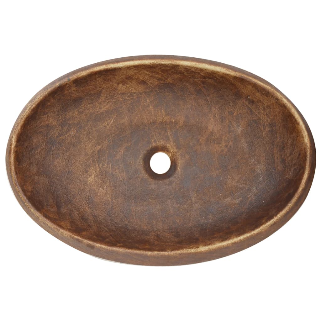 Opzetwasbak Ovaal Keramiek 59 x 40 x 15 cm Bruin