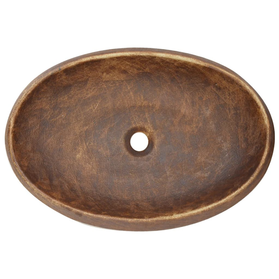Opzetwasbak Ovaal Keramiek 59 x 40 x 15 cm Bruin