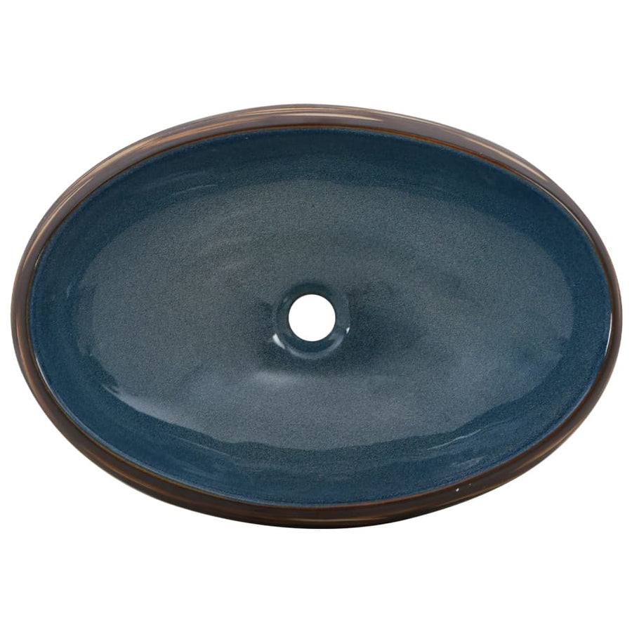 Opzetwasbak Ovaal 59X40X15 Cm Keramiek Bruin En Blauw