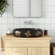 Opzetwasbak ovaal 59x40x15 cm keramiek zwart blauw