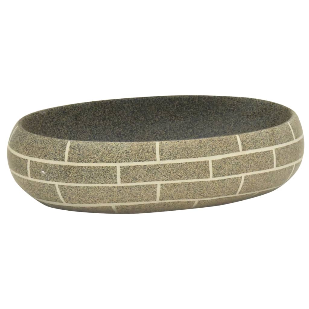 Opzetwasbak ovaal 59x40x15 cm keramiek meerkleurig 59 x 40 x 15 cm Donkergrijs