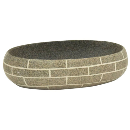 Opzetwasbak ovaal 59x40x15 cm keramiek meerkleurig 59 x 40 x 15 cm Donkergrijs