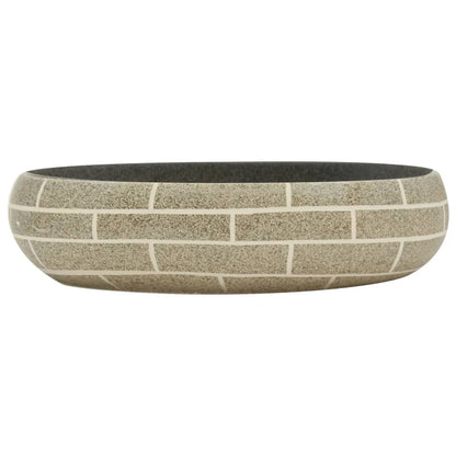 Opzetwasbak ovaal 59x40x15 cm keramiek meerkleurig 59 x 40 x 15 cm Donkergrijs