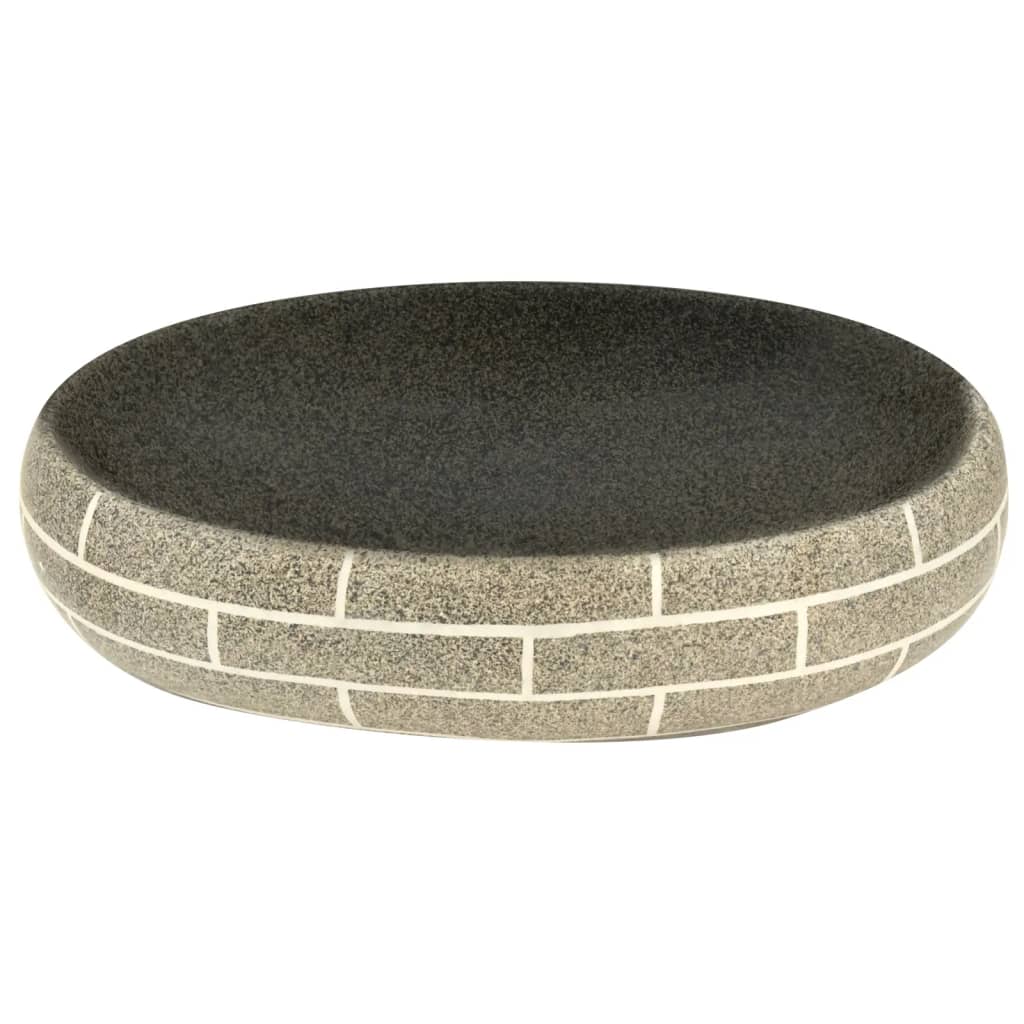 Opzetwasbak ovaal 59x40x15 cm keramiek meerkleurig 59 x 40 x 15 cm Donkergrijs