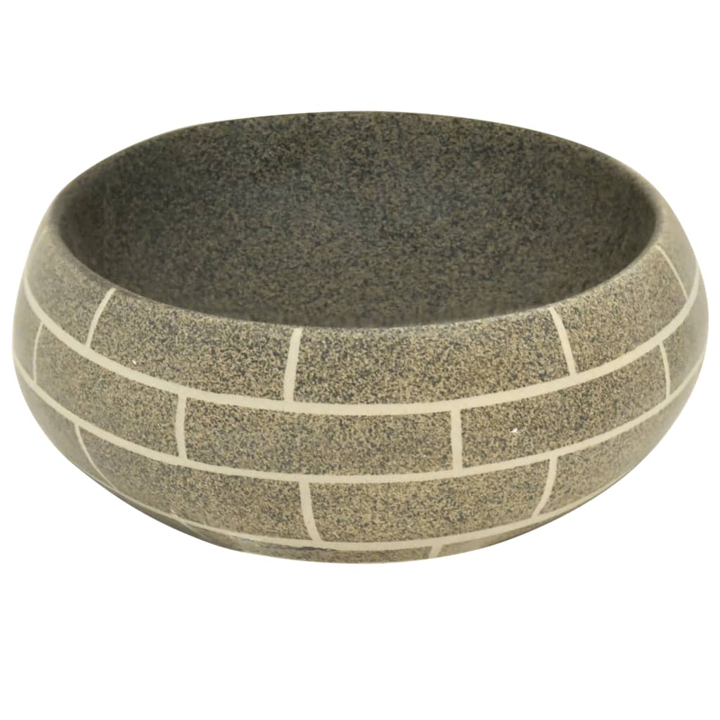 Opzetwasbak ovaal 59x40x15 cm keramiek meerkleurig 59 x 40 x 15 cm Donkergrijs