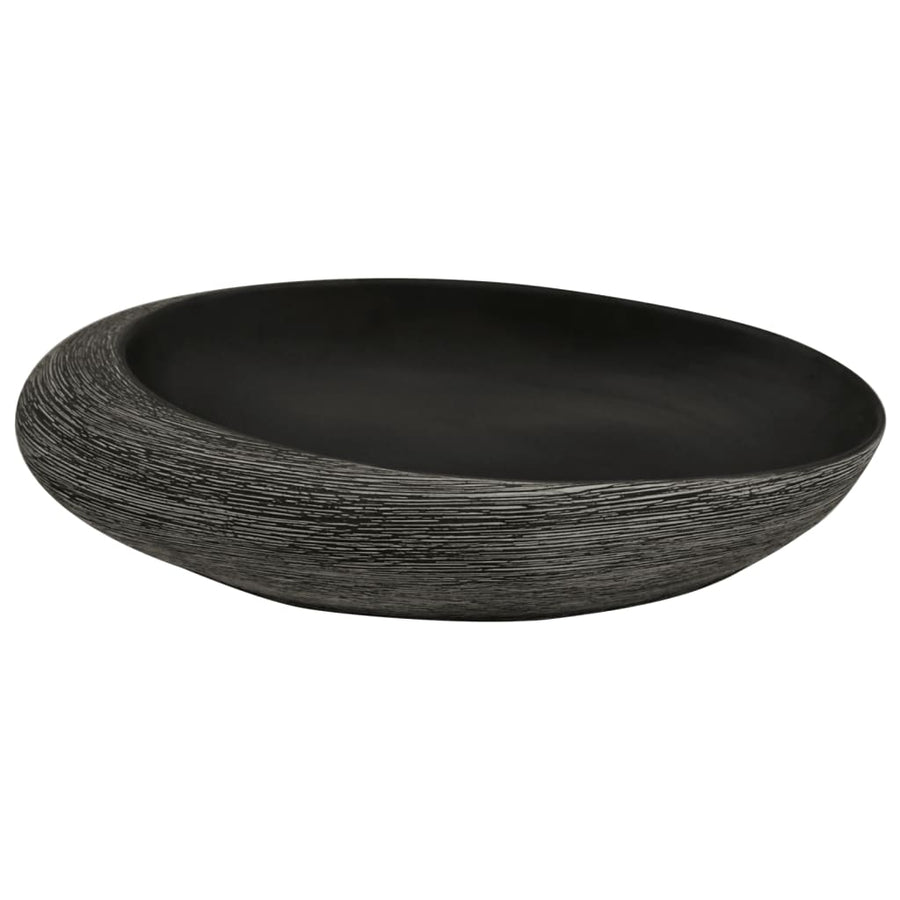 Opzetwasbak Ovaal 59X40X14 Cm Keramiek Grijs En Zwart