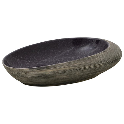 Opzetwasbak ovaal 59x40x14 cm keramiek paars en grijs 59 x 40 x 14 cm Paars