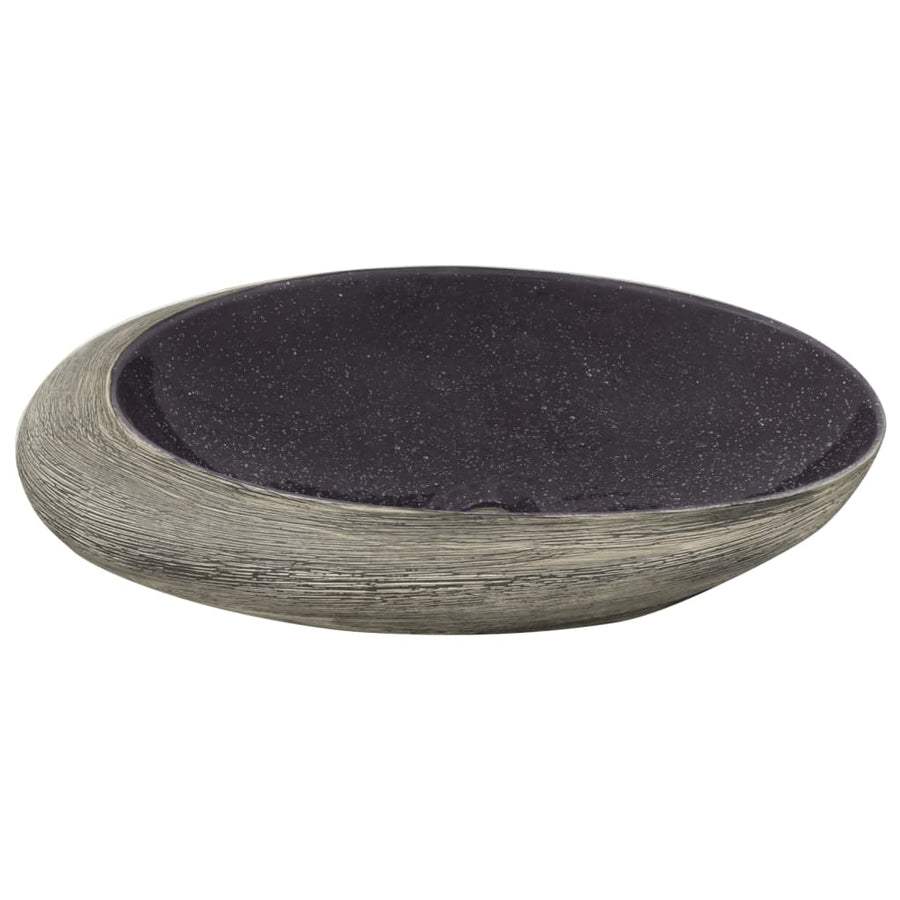 Opzetwasbak ovaal 59x40x14 cm keramiek paars en grijs 59 x 40 x 14 cm Paars