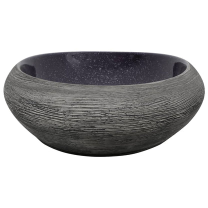 Opzetwasbak ovaal 59x40x14 cm keramiek paars en grijs 59 x 40 x 14 cm Paars