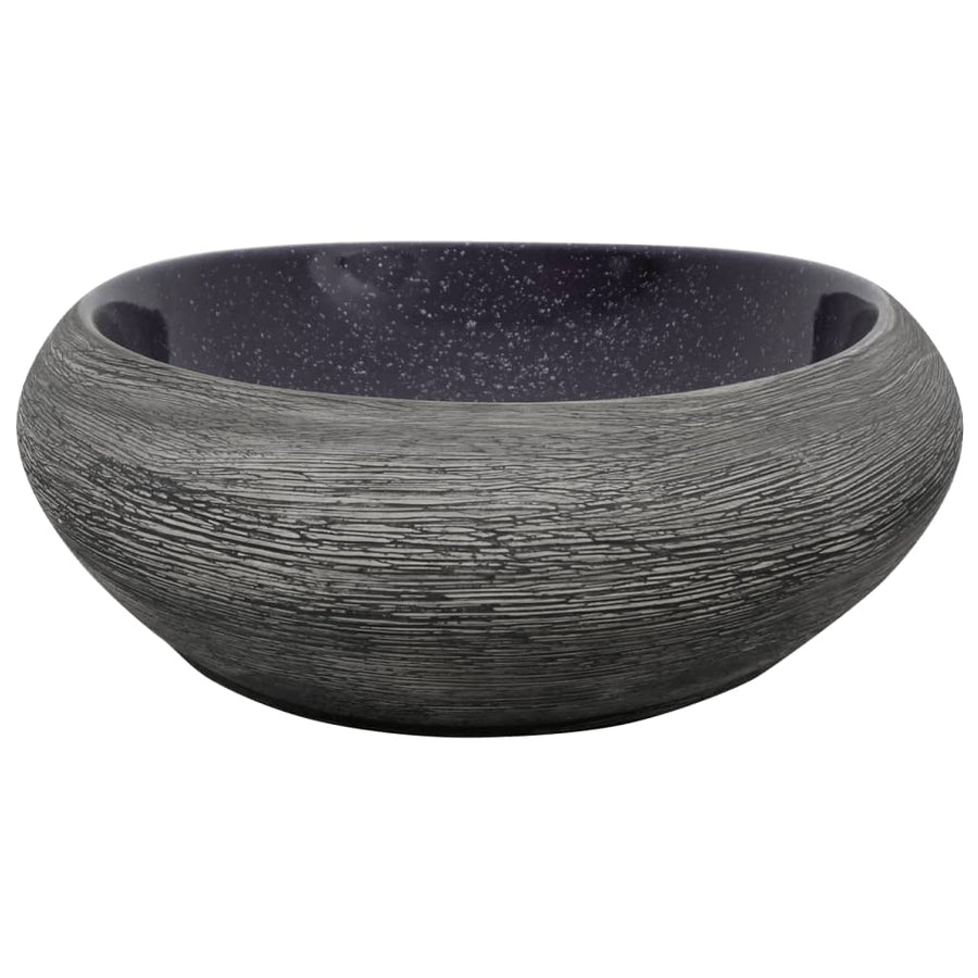 Opzetwasbak ovaal 59x40x14 cm keramiek paars en grijs 59 x 40 x 14 cm Paars