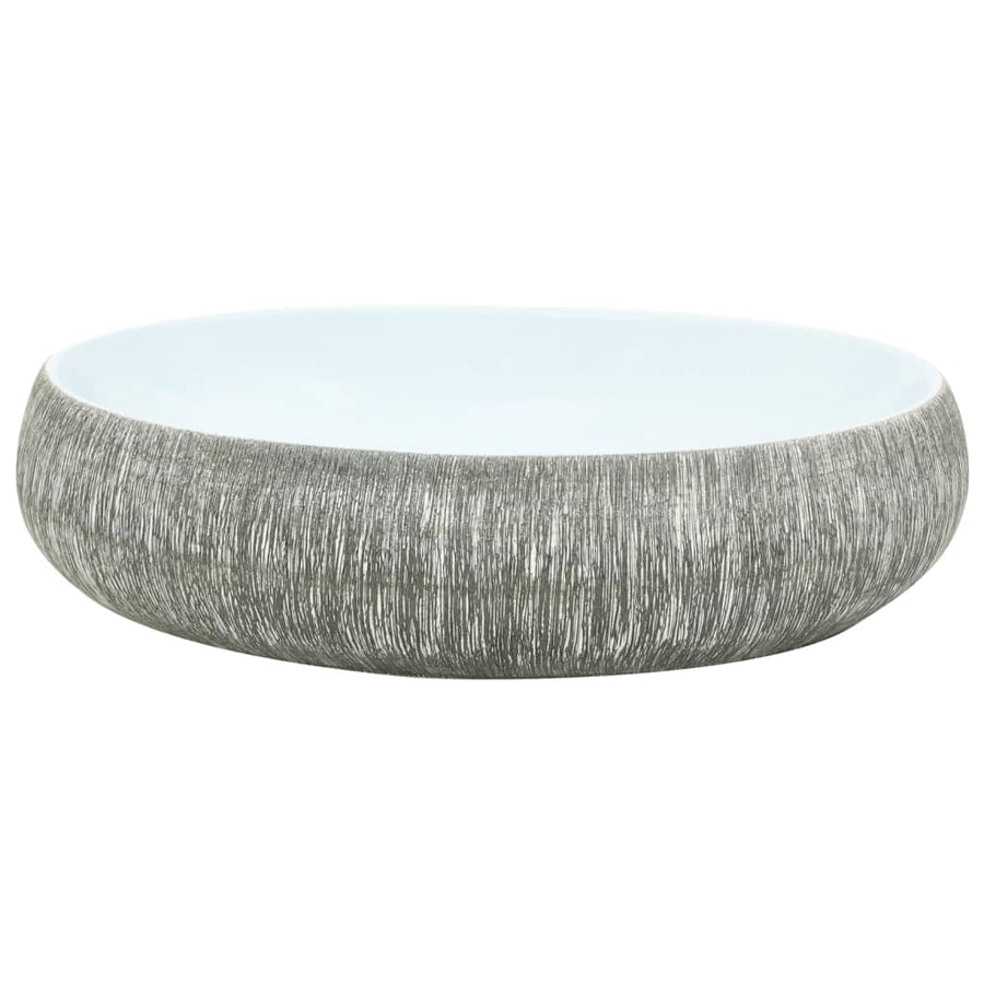 Opzetwasbak Ovaal 59X40X15 Cm Keramiek Grijs En Blauw