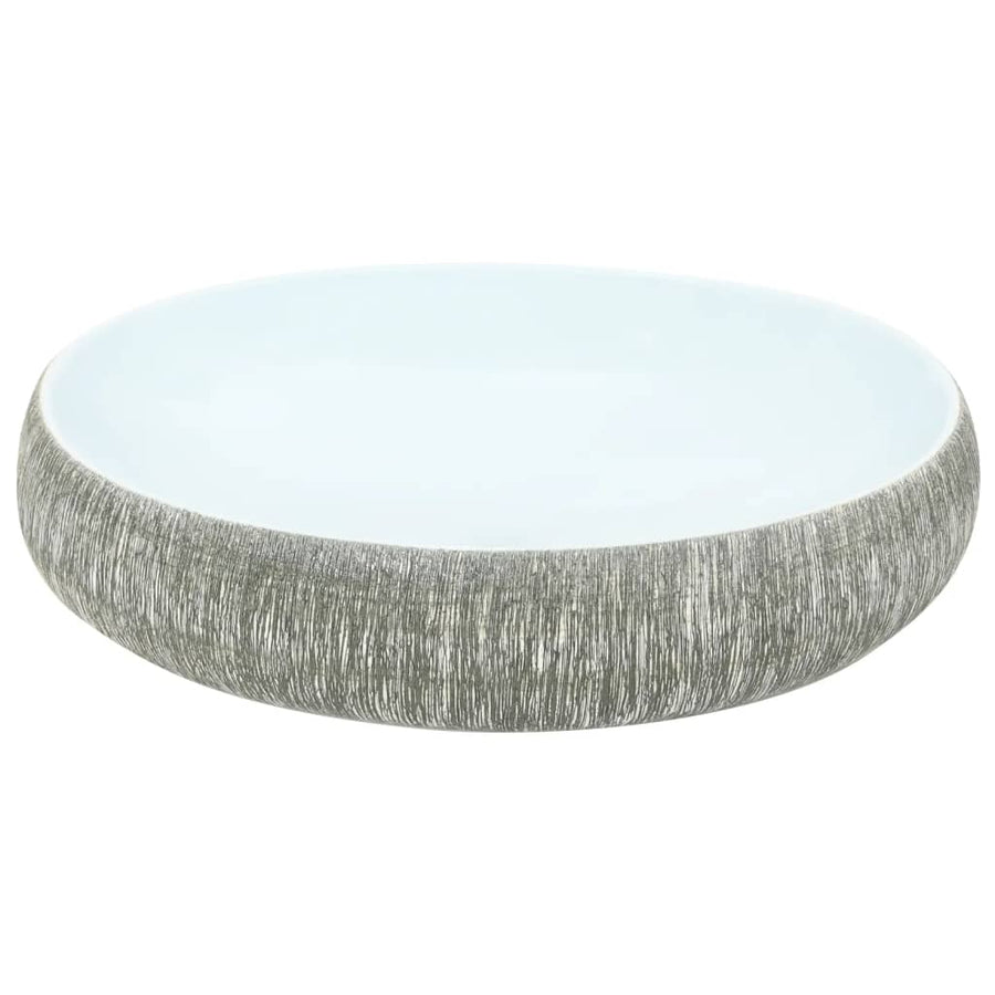 Opzetwasbak Ovaal 59X40X15 Cm Keramiek Grijs En Blauw