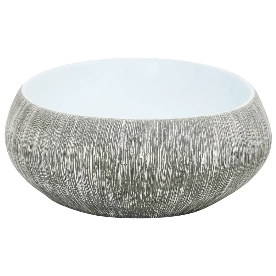 Opzetwasbak Ovaal 59X40X15 Cm Keramiek Grijs En Blauw