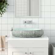 Opzetwasbak ovaal 59x40x15 cm keramiek grijs blauw