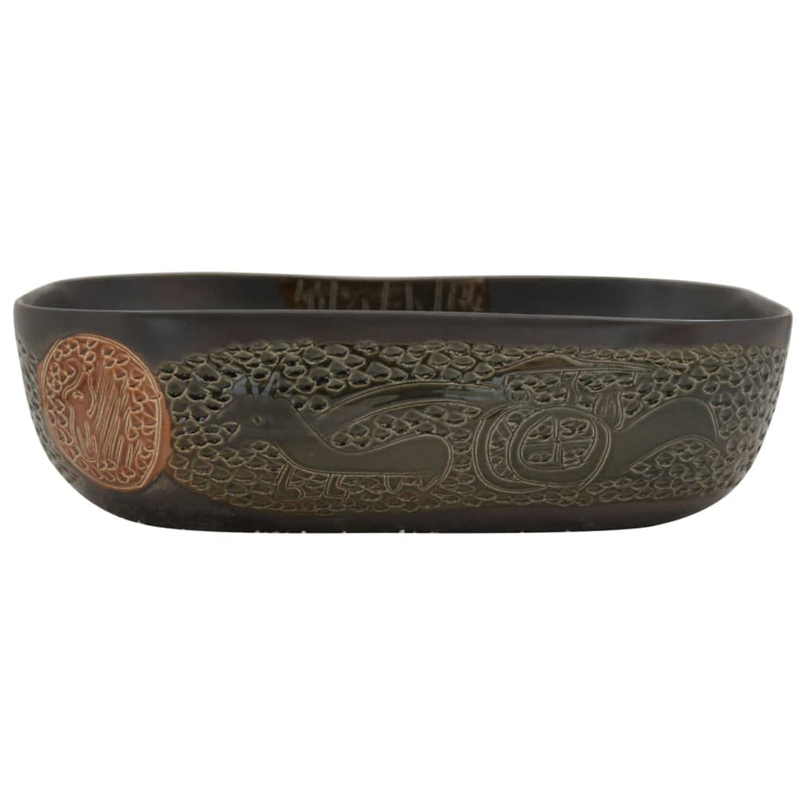 Opzetwasbak rechthoekig 48x37,5x13,5 cm keramiek zwart 48 x 37.5 x 13.5 cm Zwart