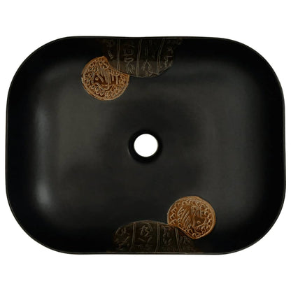 Opzetwasbak rechthoekig 48x37,5x13,5 cm keramiek zwart 48 x 37.5 x 13.5 cm Zwart